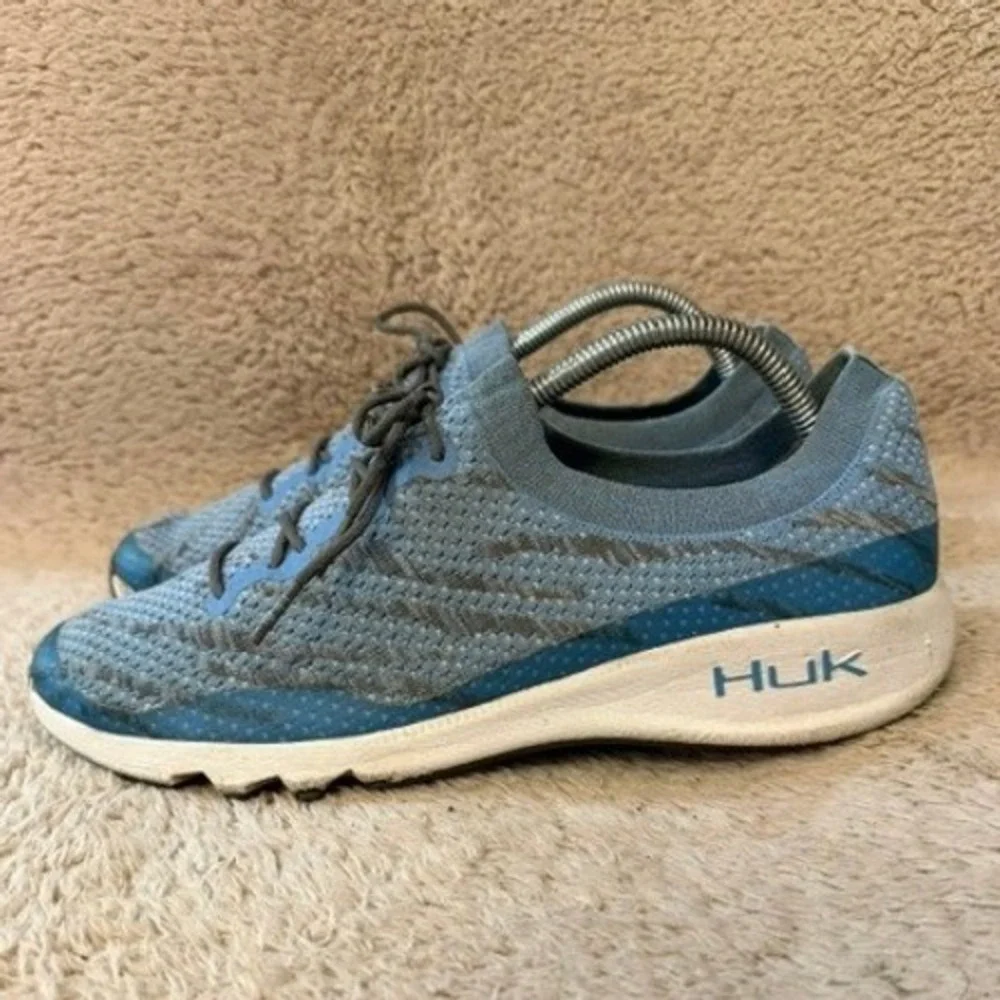 Huk Makara Fishing Shoes Blue Knit Low Top Boat Sneaker Mens Size 9 EUC